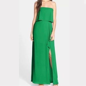 BCBG Maxazria. Size 02. Light kelly green strapless maxi dress
